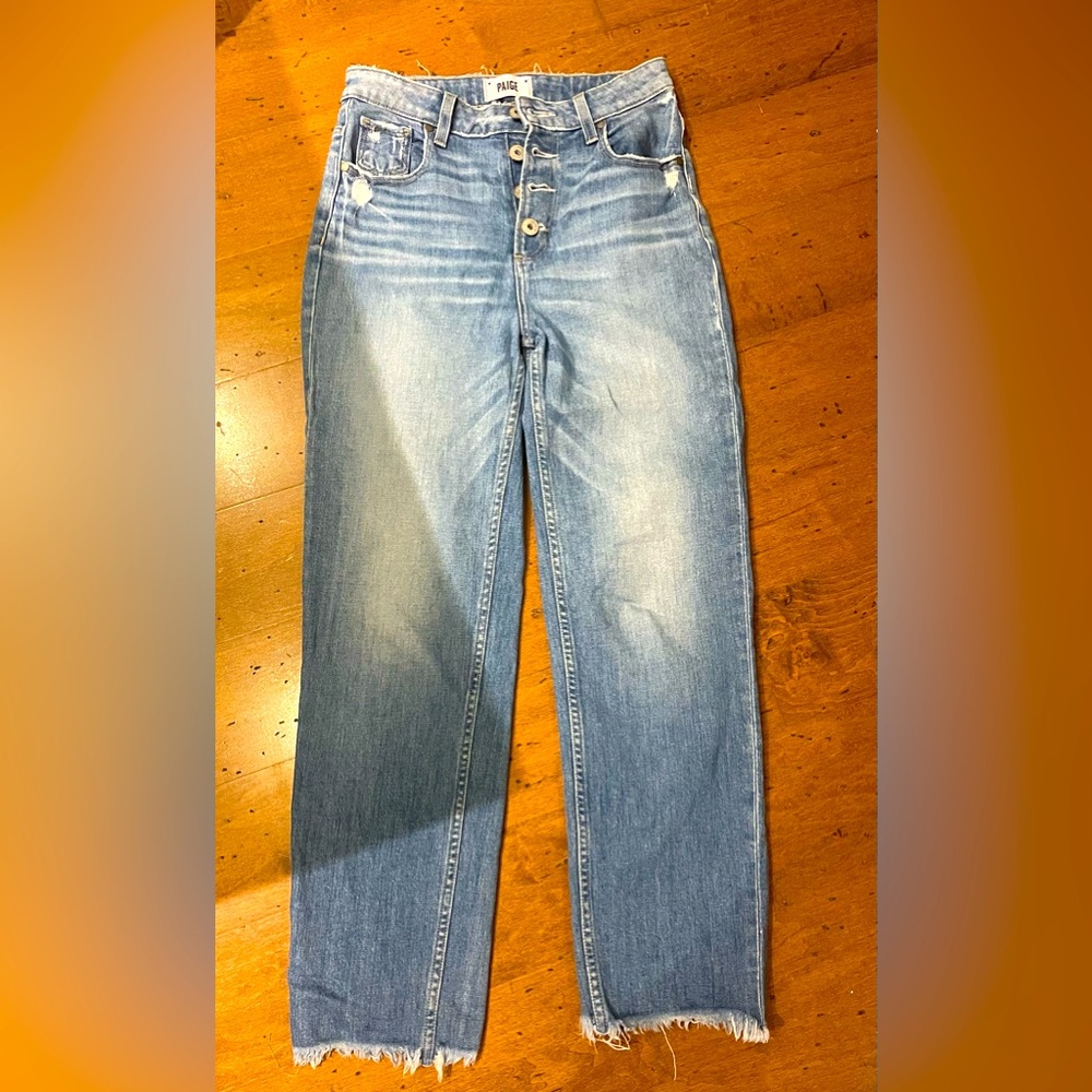 Paige button fly jeans.
Nicely broken in.